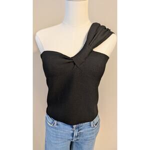 Zara Black Asymmetrical Knit Top with Front Knot
